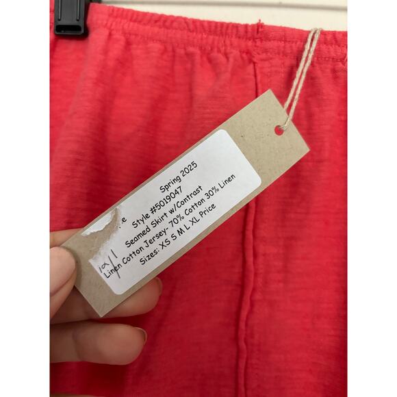 Cut Loose Linen Cotton Jersey Seamed Skirt - Picture 4 of 4